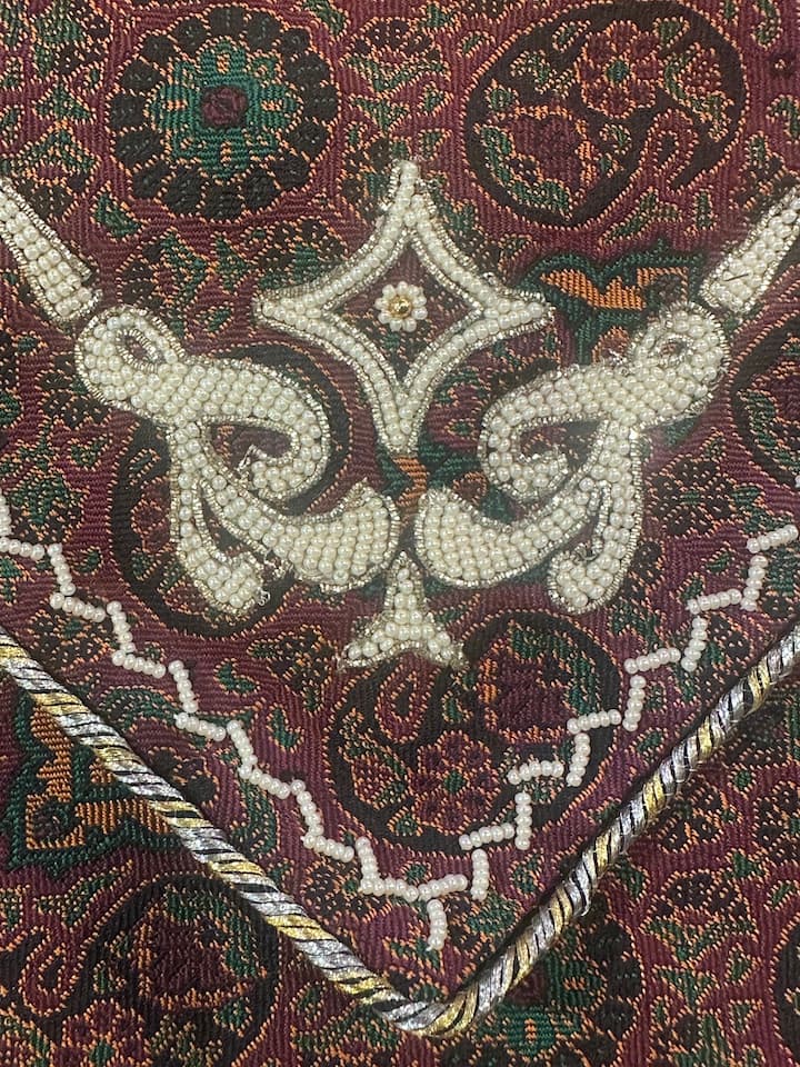 Vintage Tapestry Clutch Bag with Embroidered and Bead Design - Thumbnail 4