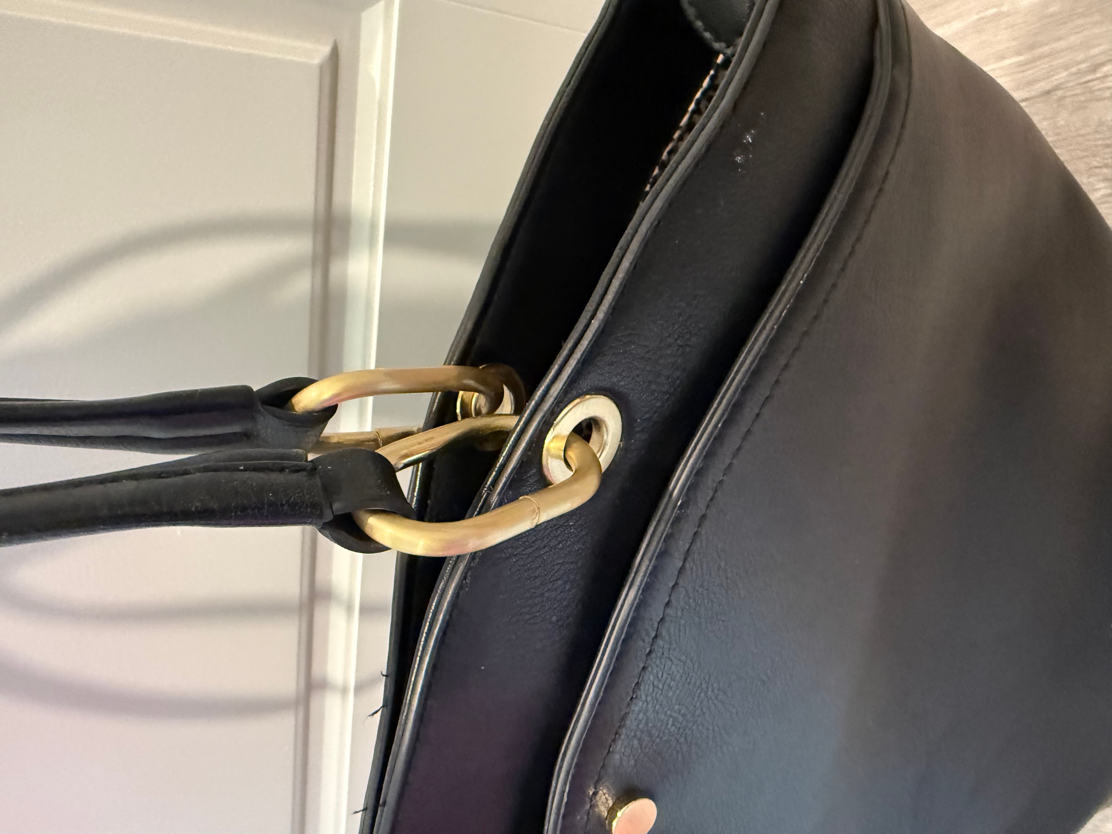 Sole / Society Black Leather Tote Bag with Gold Hardware - Thumbnail 3