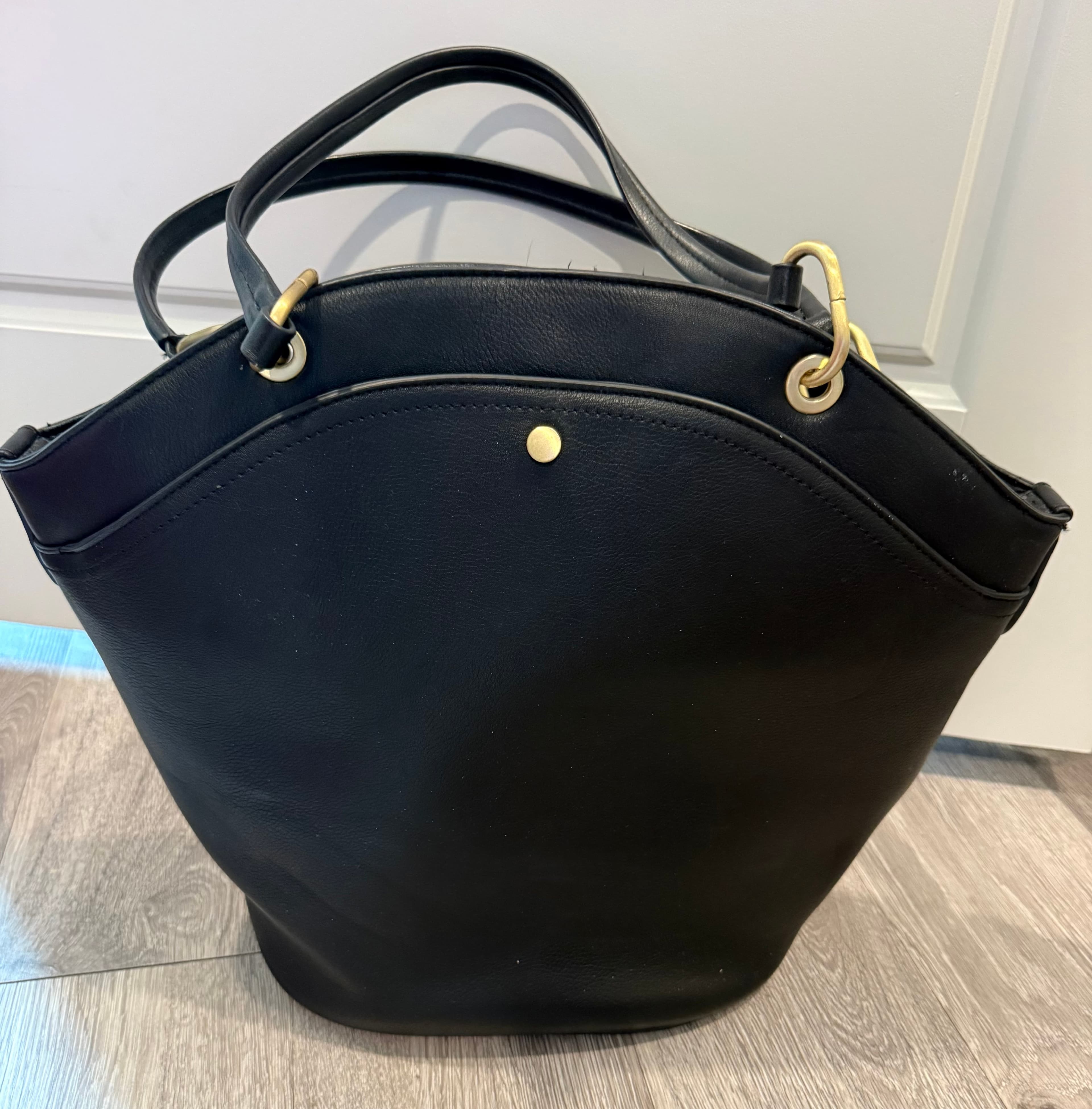 Sole / Society Black Leather Tote Bag with Gold Hardware - Image 1
