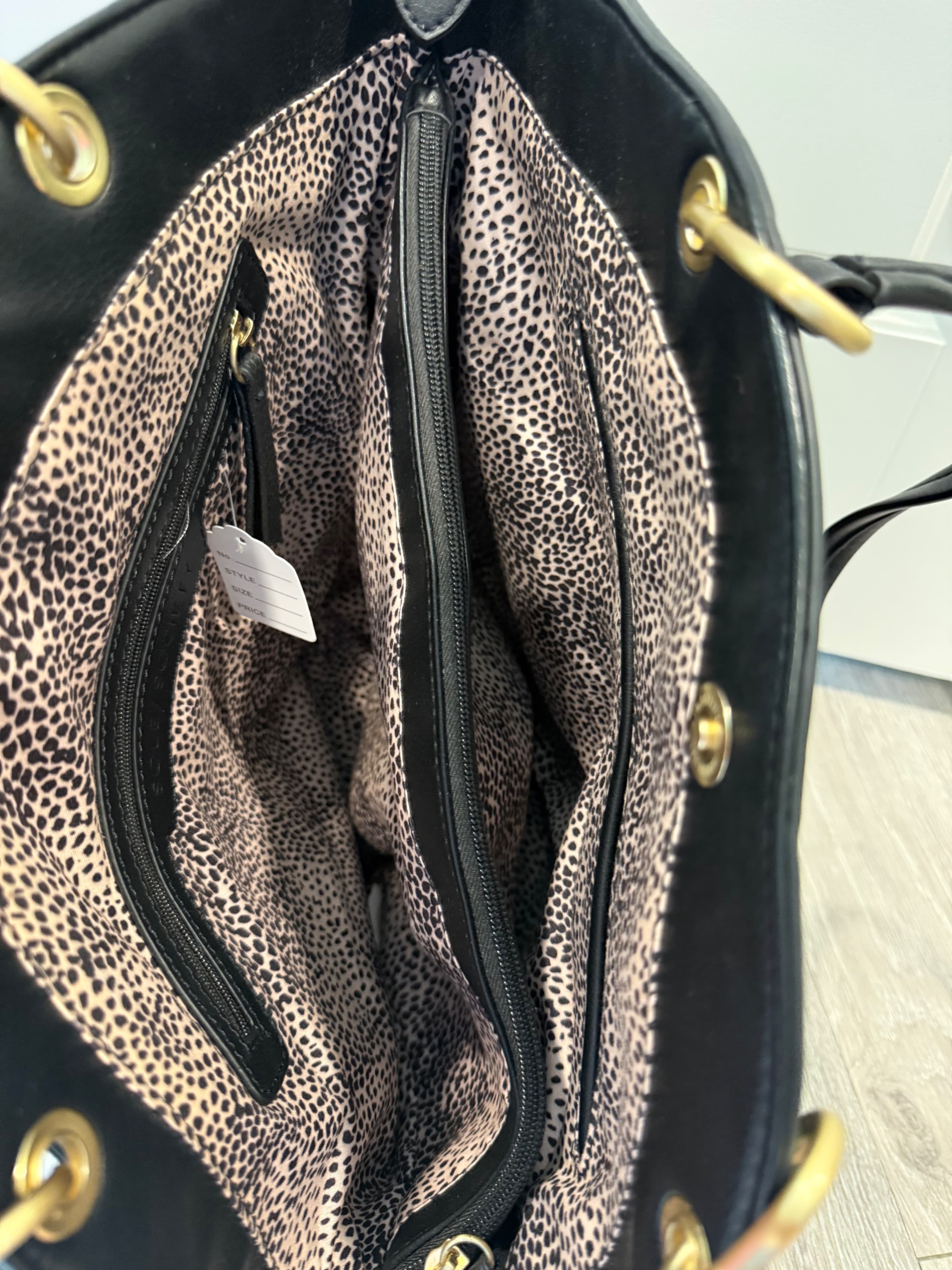 Sole / Society Black Leather Tote Bag with Gold Hardware - Thumbnail 5