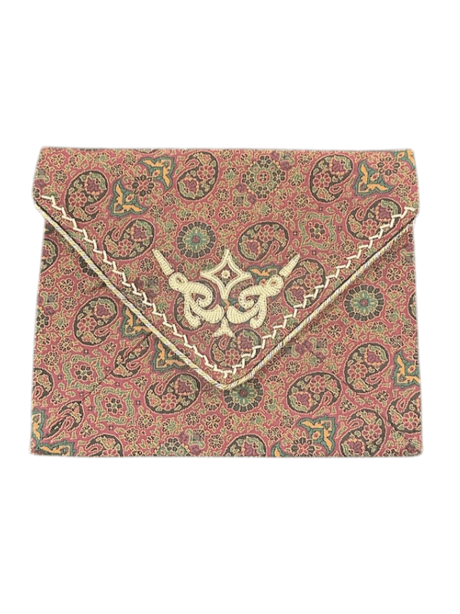 Vintage Tapestry Clutch Bag with Embroidered and Bead Design - Image 1