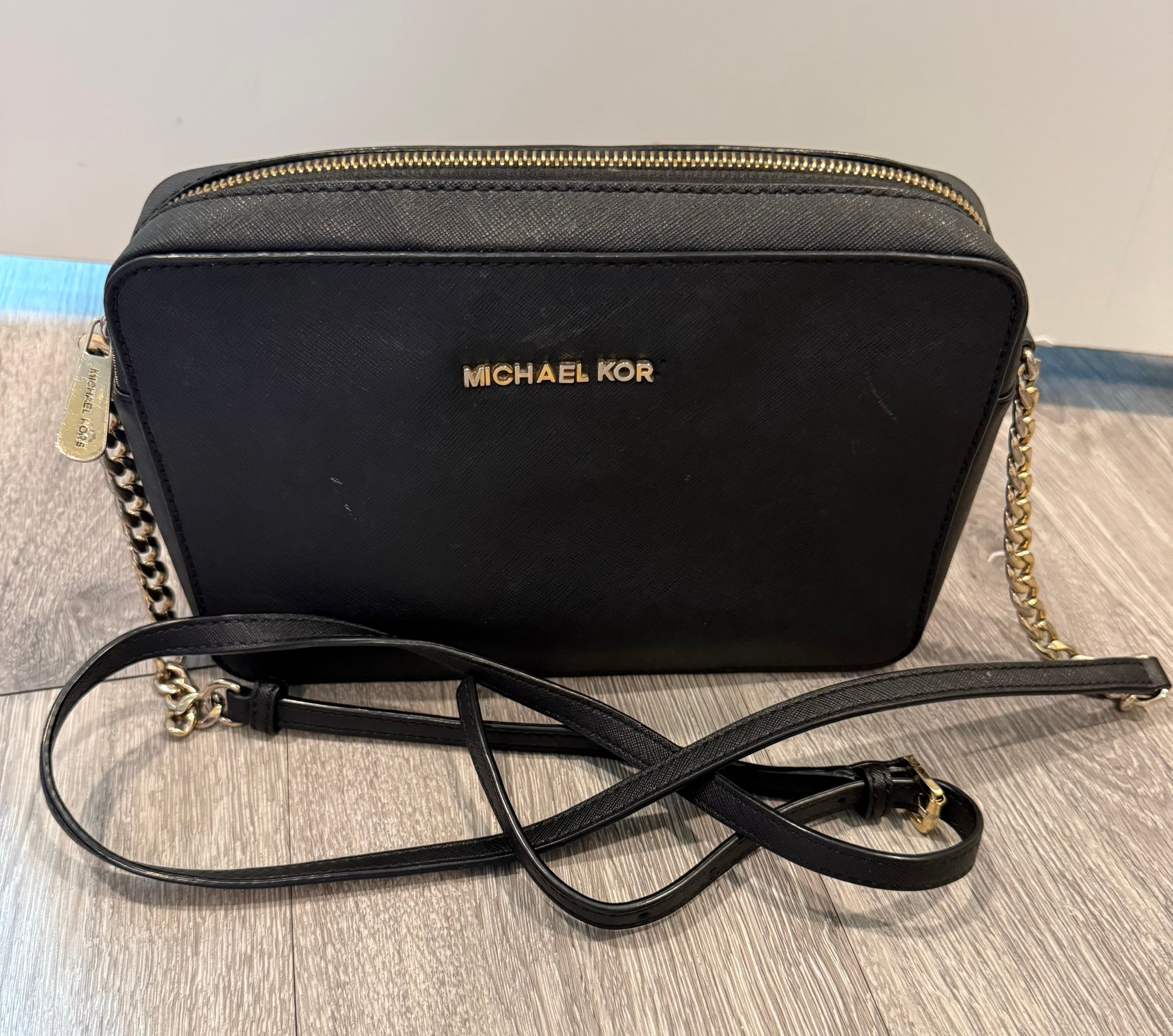 Michael Kors Black Crossbody Bag with Chain Strap - Image 1