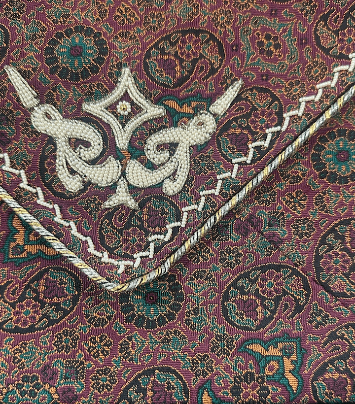 Vintage Tapestry Clutch Bag with Embroidered and Bead Design - Thumbnail 5