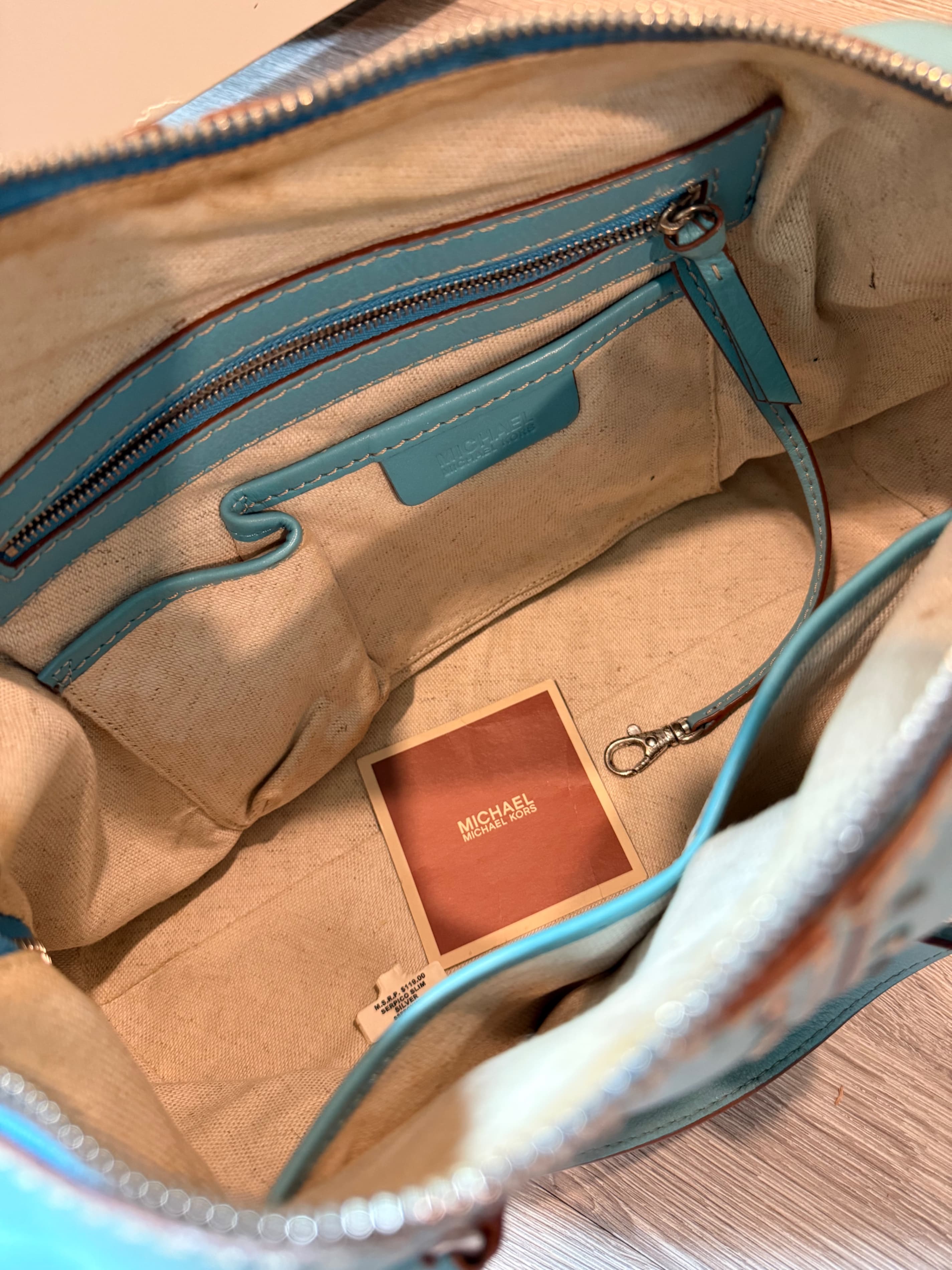 Michael Kors Blue Leather Studded Handbag - Thumbnail 2