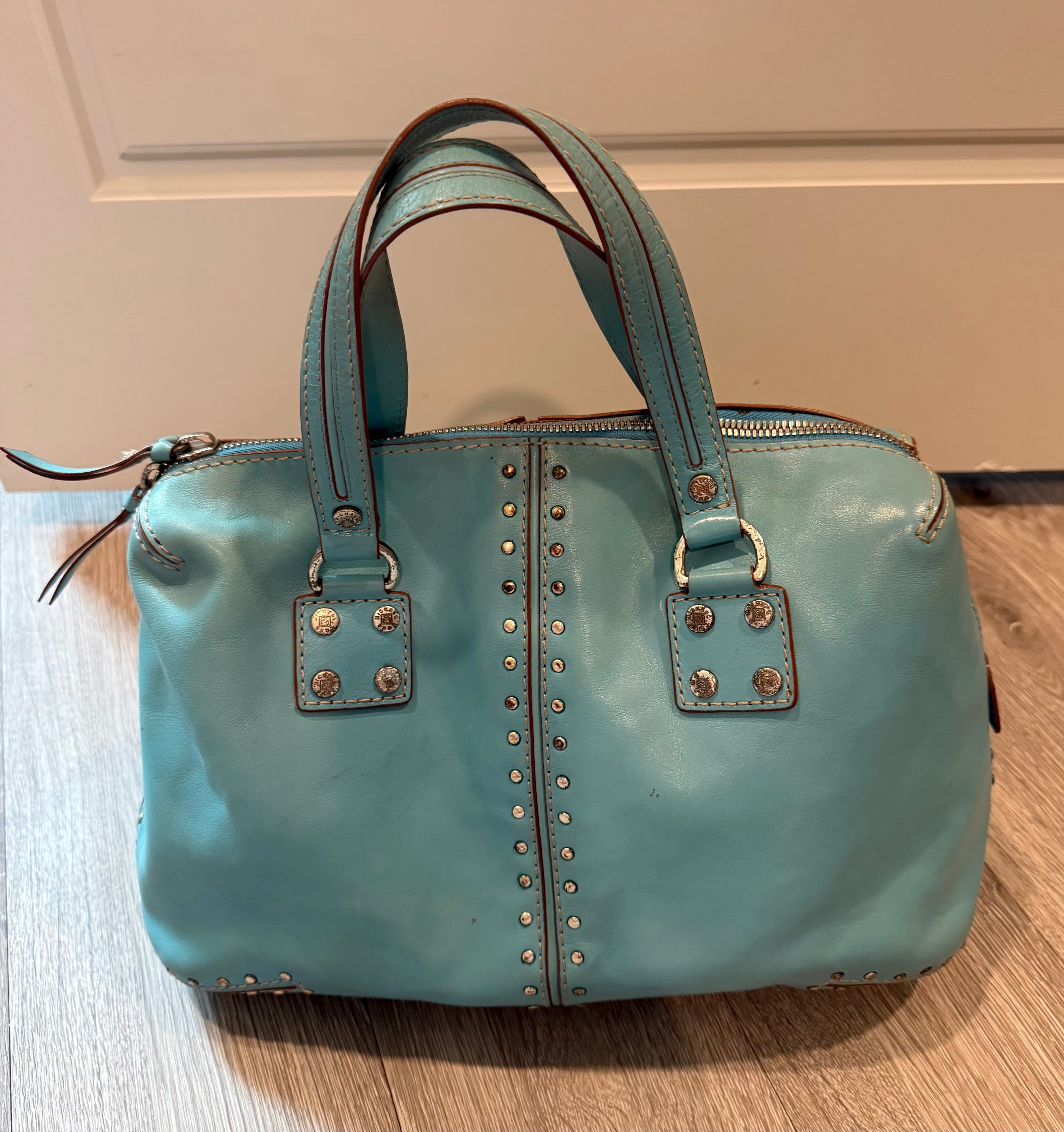 Michael Kors Blue Leather Studded Handbag - Image 1