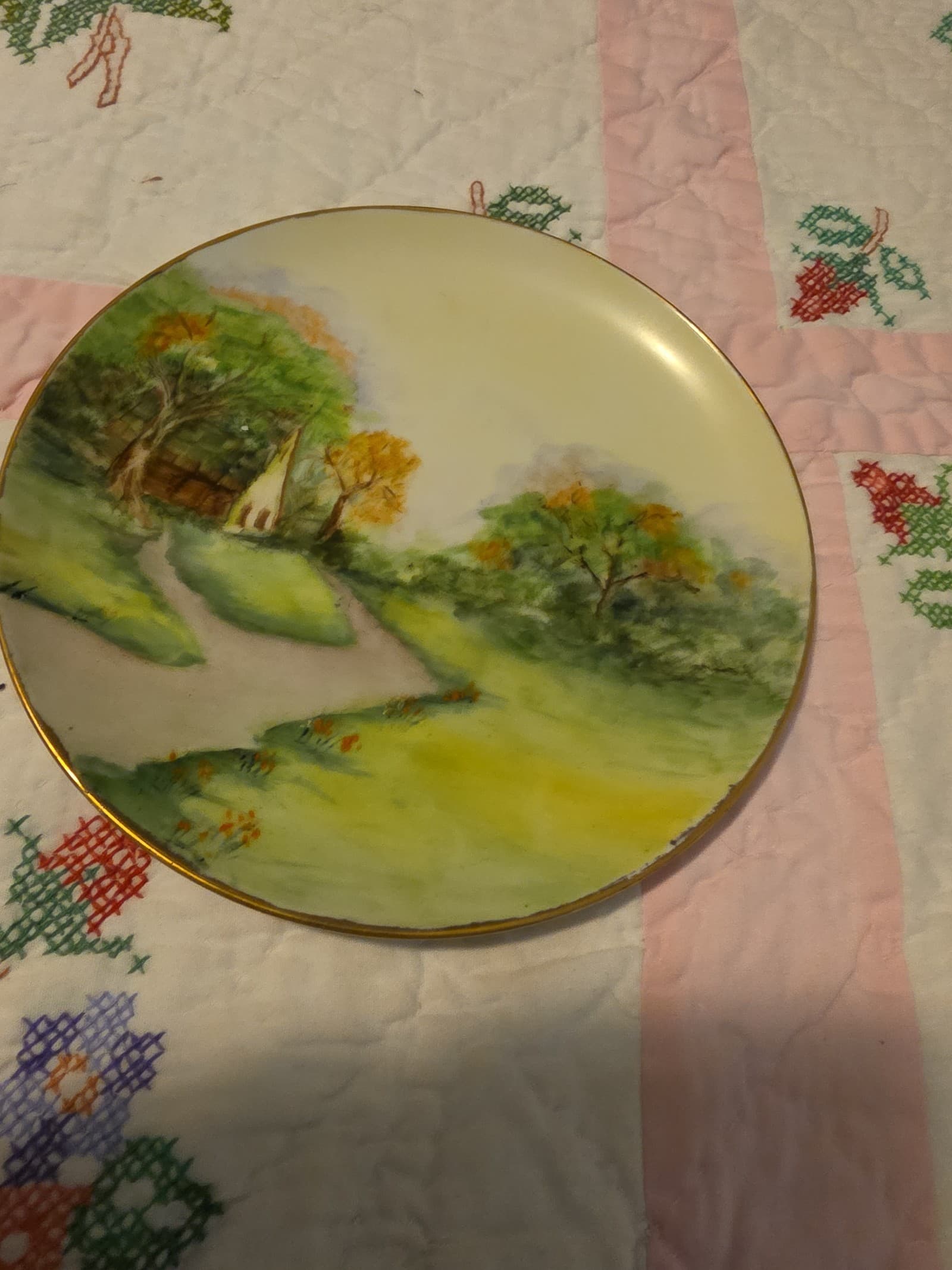 Vintage tage painted plate 1975