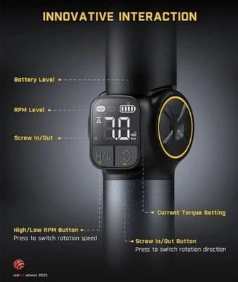 Fanttik S1 Apex Cordless Electric Screwdriver with 8 Torque Settings & LED Light - Thumbnail 2