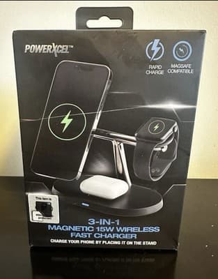 Powerxcel 3-in-1 Magnetic 15W Wireless Charger *NEW* Fast Charger - Sealed Box - Image 1