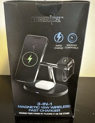 Powerxcel 3-in-1 Magnetic 15W Wireless Charger *NEW* Fast Charger - Sealed Box - Thumbnail 3