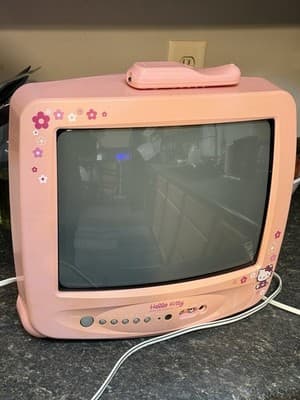 Hello Kitty Pink 13" Vintage CRT Retro Game TV HK TV13 With Remote - WORKING - Image 1