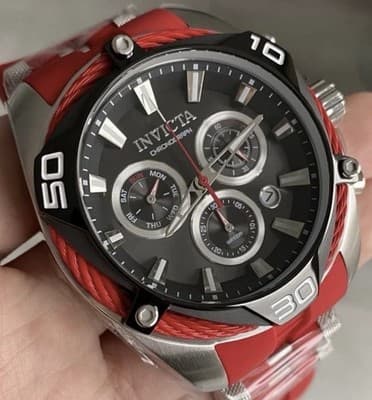 Invicta Bolt Swiss Ronda Z60 FE Caliber 50mm Men’s Chronograph Watch Steel Red - Thumbnail 4
