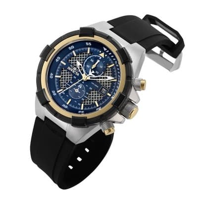 Invicta Aviator Men's Chronograph Watch 44523 Black Silicone, Blue Gold Dial New - Thumbnail 2