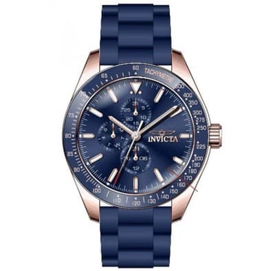 Invicta Men's Watch Aviator Chrono Rose Gold Tone Case Blue Bezel Strap 38406 - Thumbnail 2