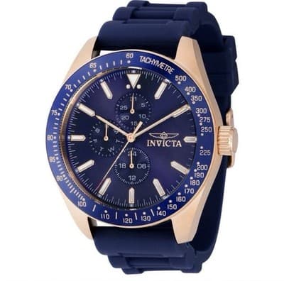 Invicta Men's Watch Aviator Chrono Rose Gold Tone Case Blue Bezel Strap 38406 - Image 1