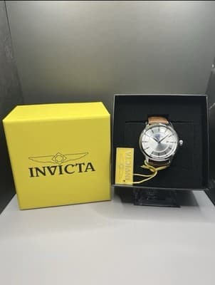 47802 NIB Invicta Celestial Men’s Watch 43mm Silver Dial Leather – FAST SHIP!🔥 - Thumbnail 7