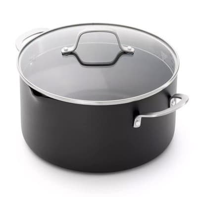 7qt Hard Anodized Nonstick Dutch Sauce Pan Tempered Glass Oven Dishwasher Safe - Image 1
