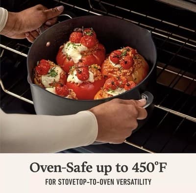 7qt Hard Anodized Nonstick Dutch Sauce Pan Tempered Glass Oven Dishwasher Safe - Thumbnail 4