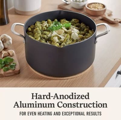 7qt Hard Anodized Nonstick Dutch Sauce Pan Tempered Glass Oven Dishwasher Safe - Thumbnail 5
