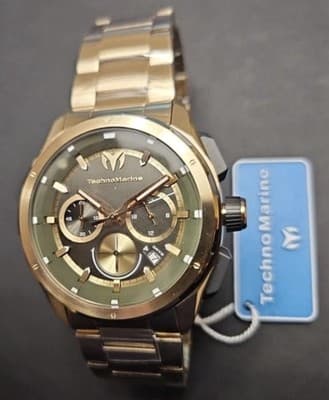 TechnoMarine Ocean Nomad Men's Watch 43MM Case Gold Tone Chronograph TM-318095 - Thumbnail 2