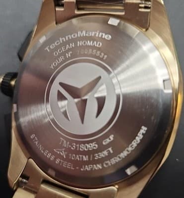 TechnoMarine Ocean Nomad Men's Watch 43MM Case Gold Tone Chronograph TM-318095 - Thumbnail 6