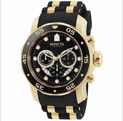 Invicta Mens PRO DIVER SCUBA Chrono Black Dial Elegant Fashion Gold Watch 6981! - Image 1