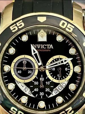 Invicta Mens PRO DIVER SCUBA Chrono Black Dial Elegant Fashion Gold Watch 6981! - Thumbnail 2