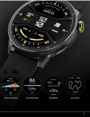 Invicta I-Tech 2 Pro Smartwatch 46mm Black Case Yellow Band GPS ⭐ New - Thumbnail 2