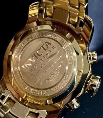 Invicta Pro Diver Scuba 48mm Quartz Chronograph Blue Dial Gold Steel Watch 0073 - Thumbnail 8