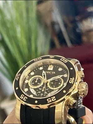Invicta Mens PRO DIVER SCUBA Chrono Black Dial Elegant Fashion Gold Watch 6981! - Thumbnail 3