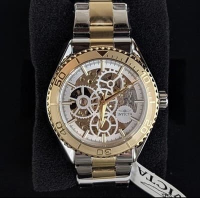 Invicta Objet D Art Men's 43mm Automatic Watch Silver Gold Skeleton Dial 69760 - Image 1