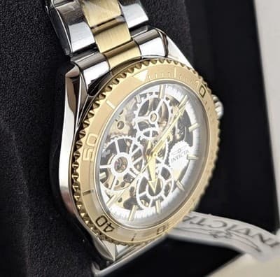Invicta Objet D Art Men's 43mm Automatic Watch Silver Gold Skeleton Dial 69760 - Thumbnail 3