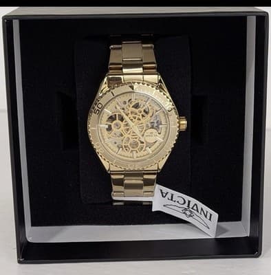 Invicta Objet D Art Men's 43mm Automatic Watch Gold Tone Skeleton Dial 69759 NEW - Thumbnail 5