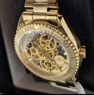 Invicta Objet D Art Men's 43mm Automatic Watch Gold Tone Skeleton Dial 69759 NEW - Thumbnail 7