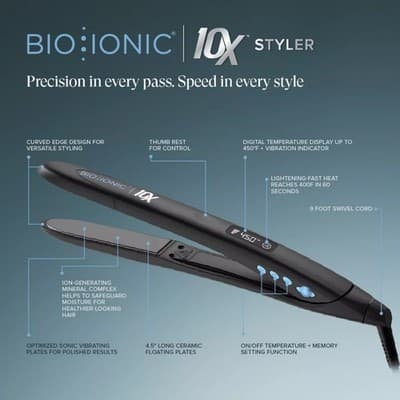 Bio Ionic 10X Pro Styling Iron 1" Nano Ionic-with Vibrating Plates Brand New - Thumbnail 3