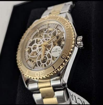 Invicta Objet D Art Men's 43mm Automatic Watch Silver Gold Skeleton Dial 69760 - Thumbnail 4