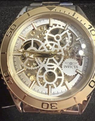 Invicta Objet D Art Men's 43mm Automatic Watch Silver Gold Skeleton Dial 69760 - Thumbnail 9
