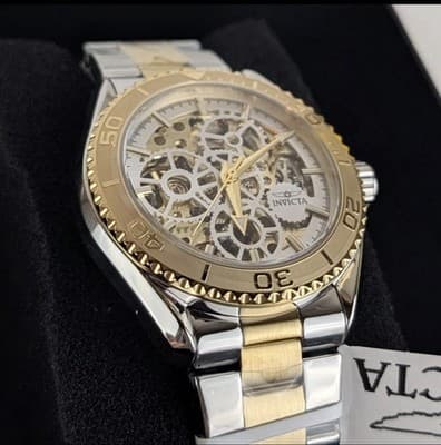 Invicta Objet D Art Men's 43mm Automatic Watch Silver Gold Skeleton Dial 69760 - Thumbnail 2