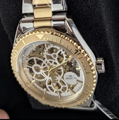 Invicta Objet D Art Men's 43mm Automatic Watch Silver Gold Skeleton Dial 69760 - Thumbnail 5