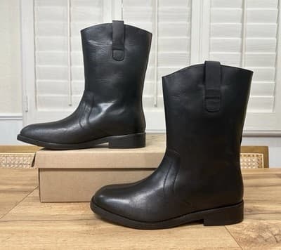 Free People Easton Equestrian Ankle Boot Black Leather Upper Size 9 US 40 EU NIB - Thumbnail 4
