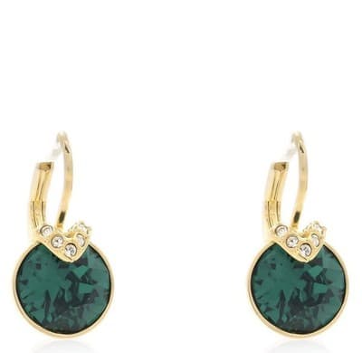SWAROVSKI Bella V drop earrings Round cut, Green, Gold-tone plated, 5735389 - Image 1