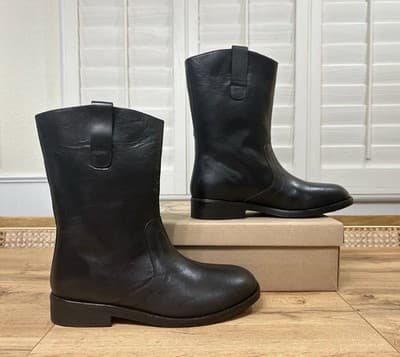 Free People Easton Equestrian Ankle Boot Black Leather Upper Size 9 US 40 EU NIB - Thumbnail 3