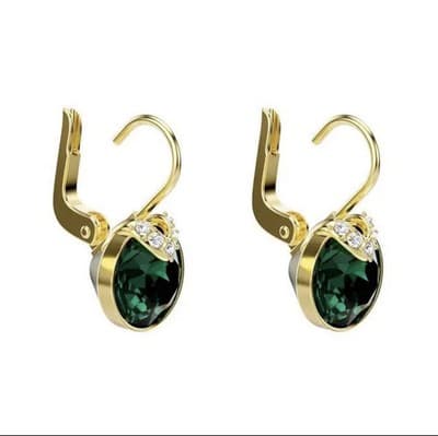 SWAROVSKI Bella V drop earrings Round cut, Green, Gold-tone plated, 5735389 - Thumbnail 4