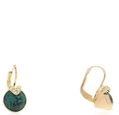 SWAROVSKI Bella V drop earrings Round cut, Green, Gold-tone plated, 5735389 - Thumbnail 2