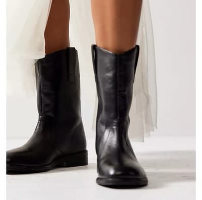 Free People Easton Equestrian Ankle Boot Black Leather Upper Size 9 US 40 EU NIB - Thumbnail 2