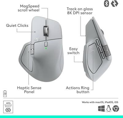 Logitech MX Master 4, Ergonomic Wireless Mouse with Advanced Performance Haptic - Thumbnail 9