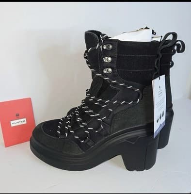 HUNTER Boots LaceUp MidHeel Leather Booties Discoverer Women Shoe Sz 7 BNIB! 🔥 - Image 1