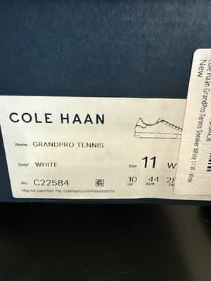 Cole Haan Grandpro Tennis Mens Size 11 W Sneaker Shoes White Leather C22584 NEW - Thumbnail 8