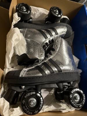 Adidas Superstar 82 Roller Skate Silver Metallic Black Shell Toe Women’s sz 5.5 - Thumbnail 14