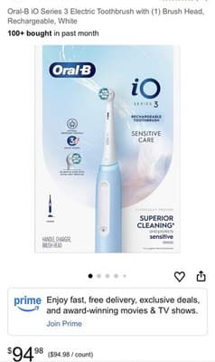Oral-B iO Series 3 Deep Clean Electric Toothbrush, Rechargeable - Icy Blue *NEW* - Thumbnail 2