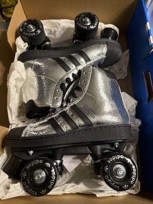Adidas Superstar 82 Roller Skate Silver Metallic Black Shell Toe Women’s sz 5.5 - Thumbnail 13